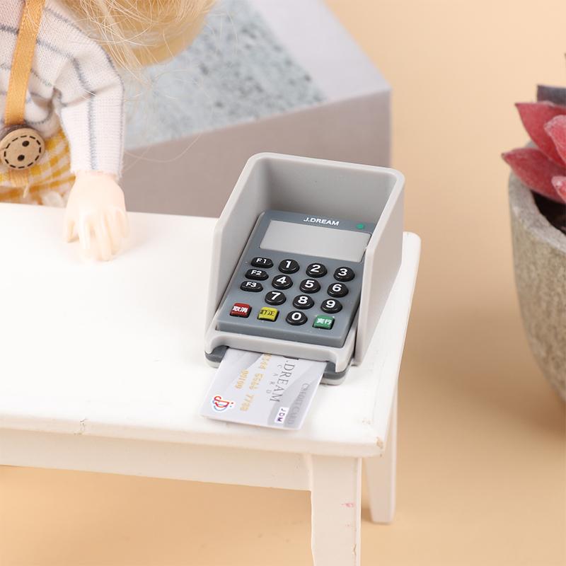 1Set Doll House Scene Decoration Supermarket Store Card Machine Scanner Model Toy