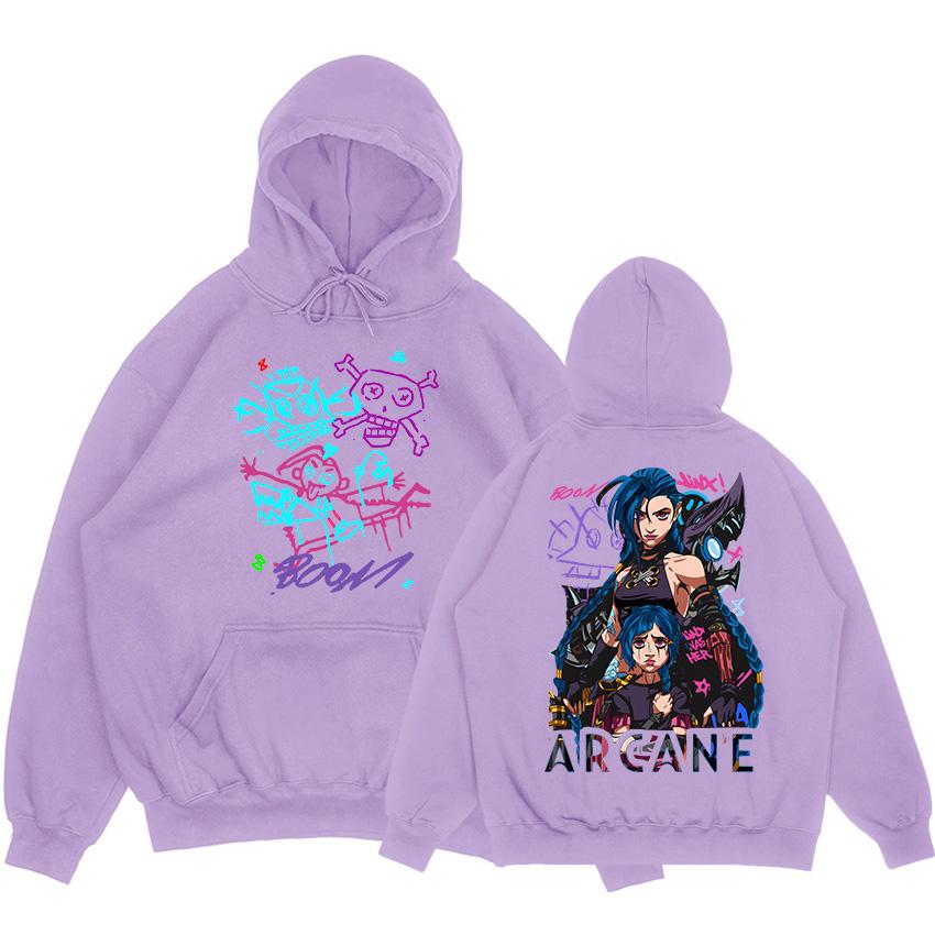 Аркейн Джинкс Бум Обезьяна Худи с Длинным Рукавом Мужские Женские Толстовки Видеоигра Мода Печать Пуловеры Moletom Masculino Унисекс