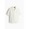 H M Linen Blend caMp sHirt Regular Fit creaM