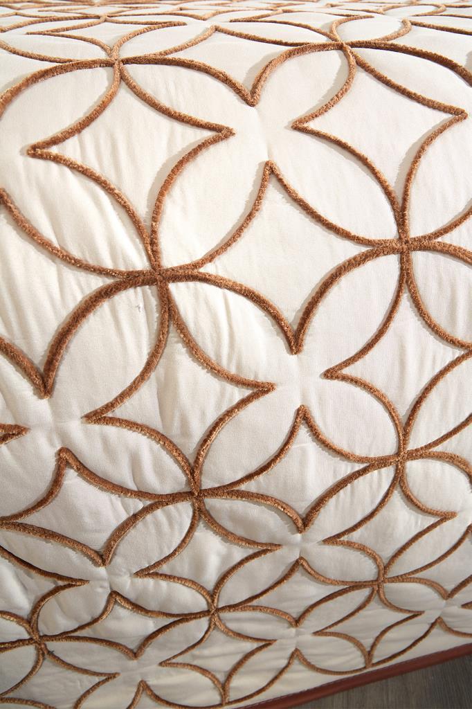 Комплект стеганого покрывала Parolin 2шт, покрывало 180х240, наволочка 50х70, одинарный размер, на шнуровке, бежевый