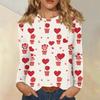 Женский модный пуловер с круглым вырезом и длинными рукавами с принтом сердечек ко Дню святого Валентина