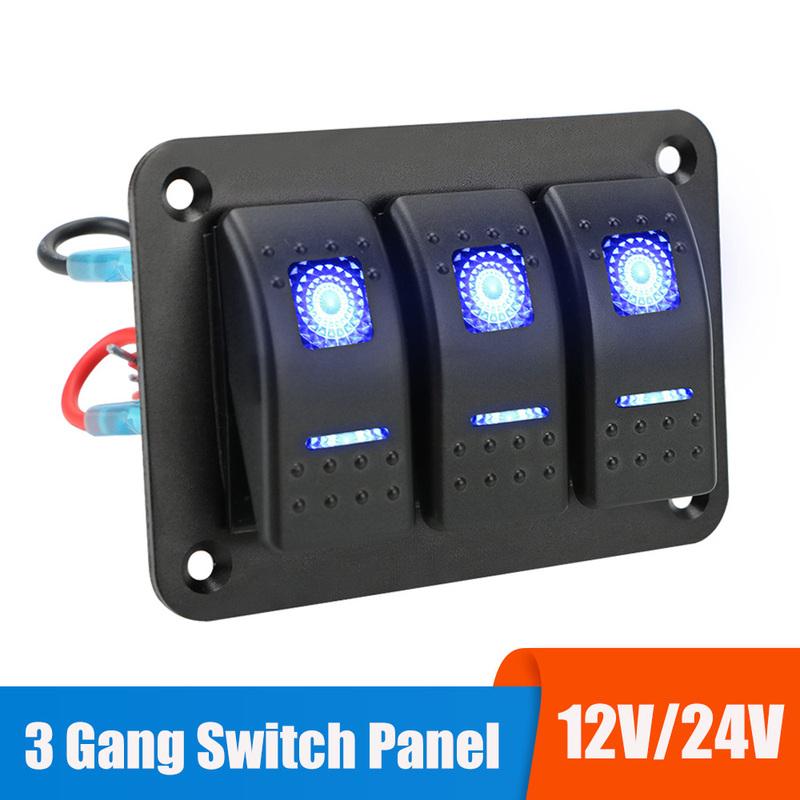 24V 12V for Caravan Switch Panel 3 Button Car Light Toggle For Boat Truck Trailer Marine Motorhome Campervan furgone Accessories