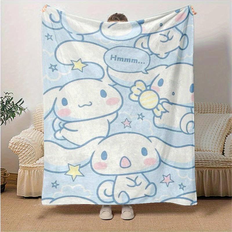 1pc, Sanrio Adorable Bunny Home Decor Flannel Blanket: Perfect Gift for Bedroom, Living Room, Travel, Camping, Car, Beach, Office Nap, Ideal Sofa Thro
