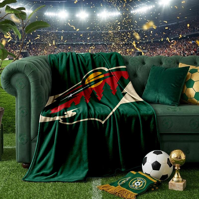 Хоккейная команда Minnesota Wild Бросает одеяло Фланелевые одеяла Плюшевые для дивана кровати Подарки для мужчин женщин Дорожное одеяло для пикника Рождественские подарки для фанатов