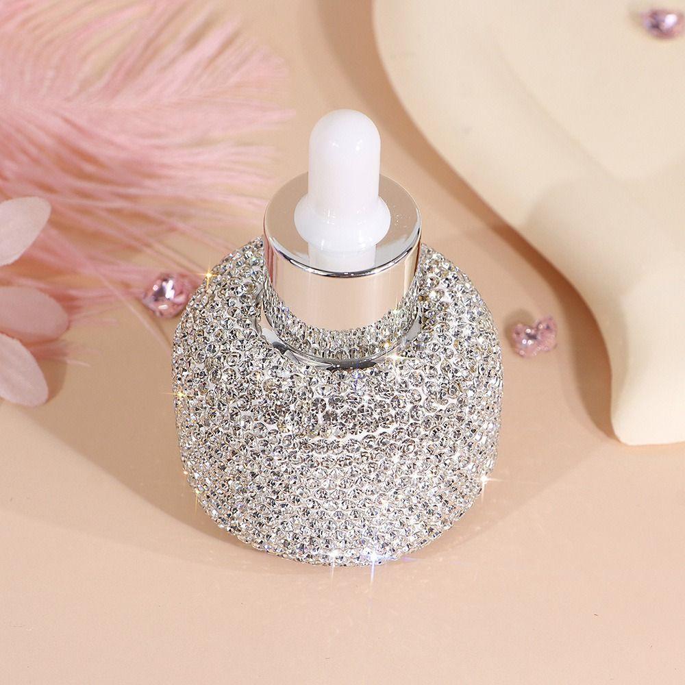 Leakproof Glass Dropper Bottles Rhinestone Inlaid Perfume Container Travel