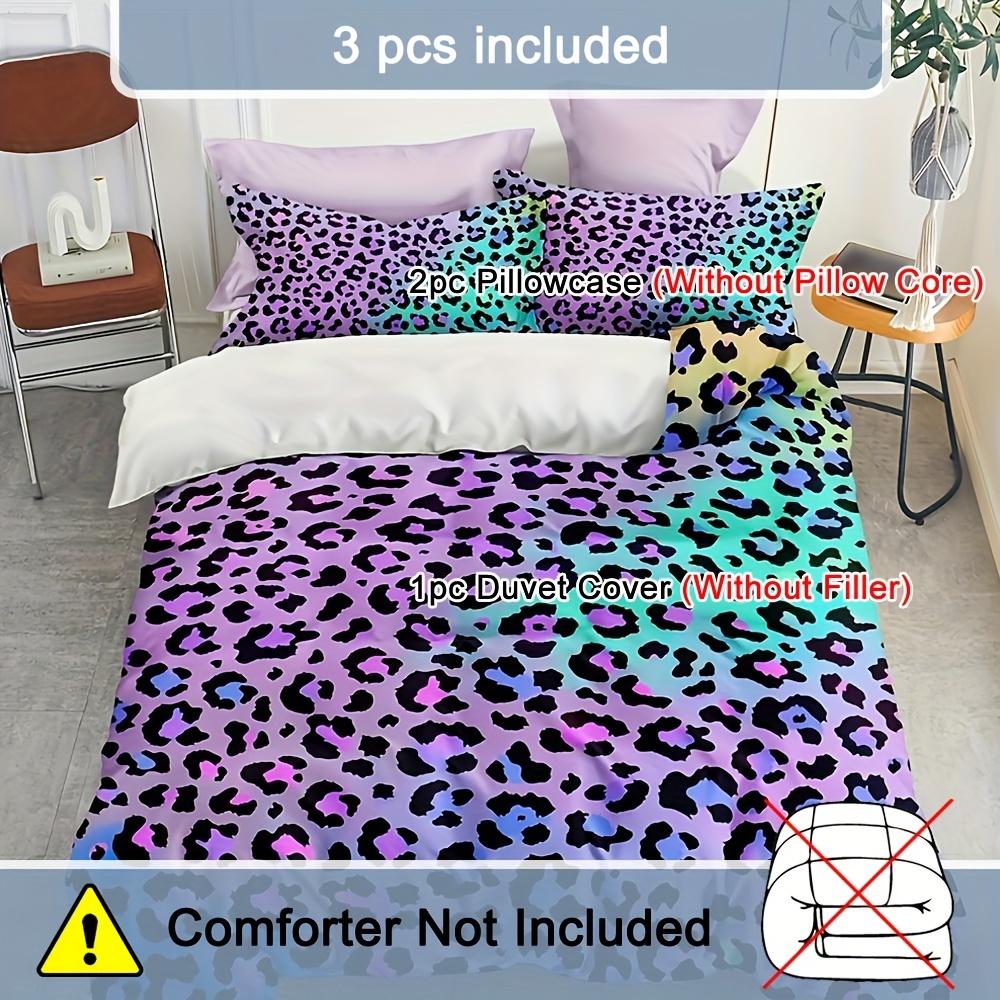 Purple Cheetah Wild Leopard Bedding Set  Animal Duvet Cover Set Bedroom Decor 1Pc* Duvet Cover+2Pcs Pillowcases