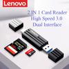 Устройство чтения карт памяти SD с двойным разъемом USB Lenovo 3.0 Адаптер устройства чтения карт памяти USB C поддерживает SD Micro SD SDXC SDHC MMC RS-MMC TC101