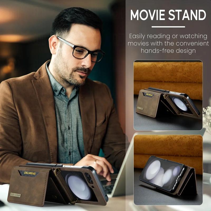 Многофункциональный кожаный чехол-кошелек для карт Samsung Z Flip 6 5 4 3 5G Crossbody Lanyard Phone Bag для Galaxy Z Flip6 Flip5 Flip4