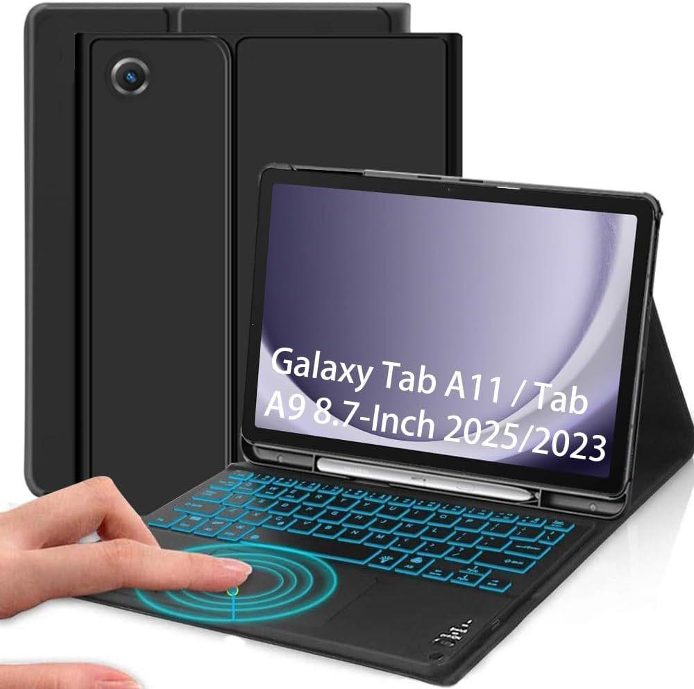 Защитный чехол-клавиатура Bluetooth с подсветкой и слотом для стилуса для Samsung Tab A11 (X133/X135)