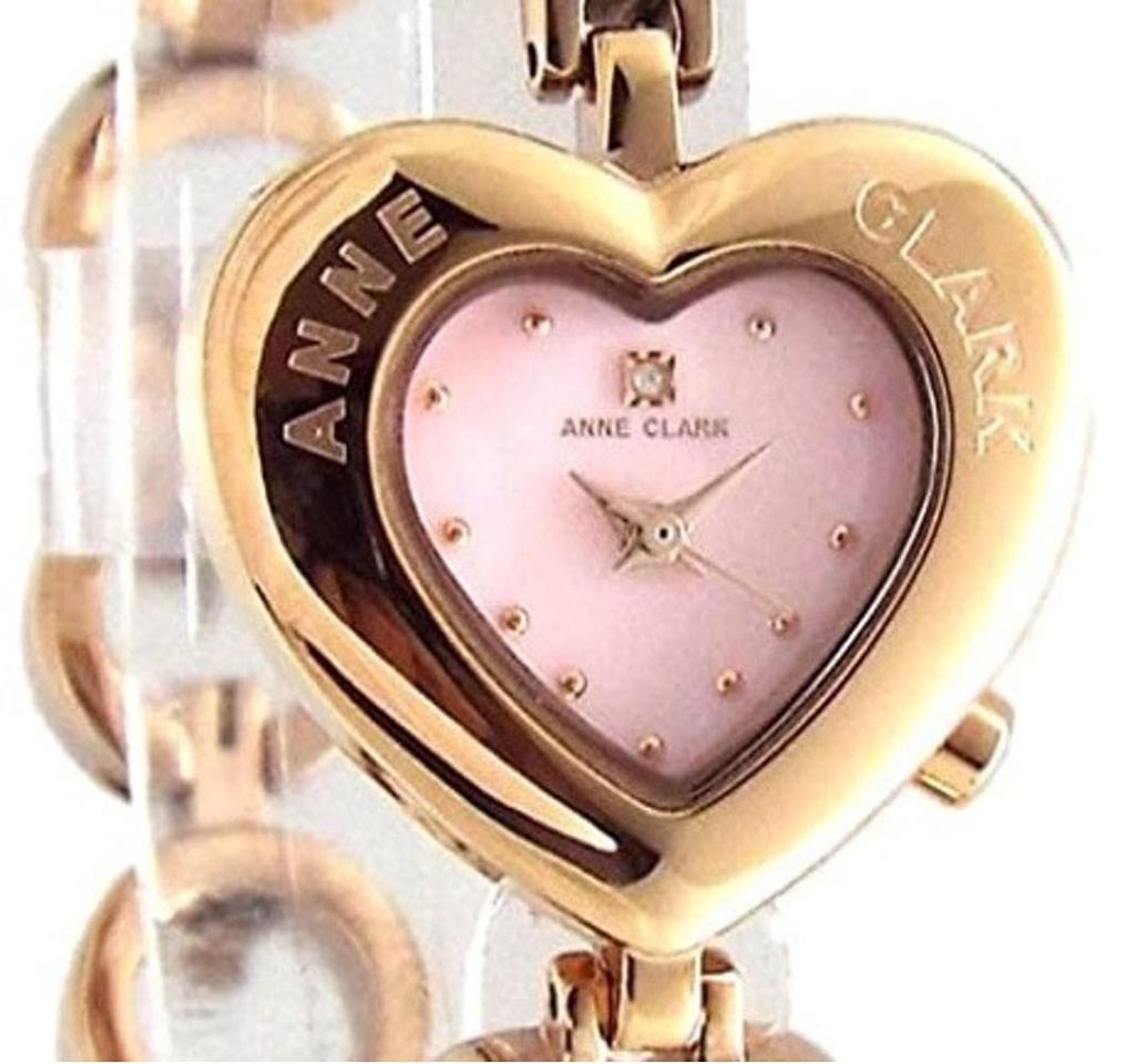 ANNE CLARK Часы серии 1031 с циферблатом в форме сердца из натуральной ракушки, с натуральным бриллиантом и бриллиантами, полностью из нержавеющей стали, с подвижным камнем, браслет для женщин, не вызывает раздражения кожи (розовый