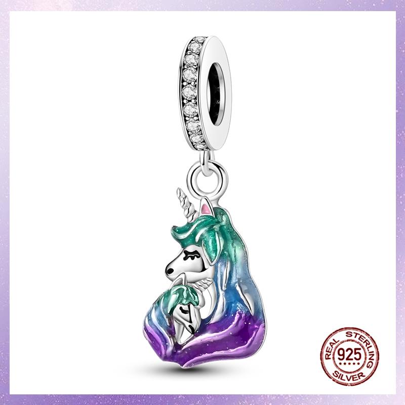 Фиолетовые Шармы Медный Fit Оригинальный Подвесной Браслет Бабочка Стекло Сердце Перо Клип Шарм Подвеска Светящаяся Бусина DIY Ювелирные Изделия