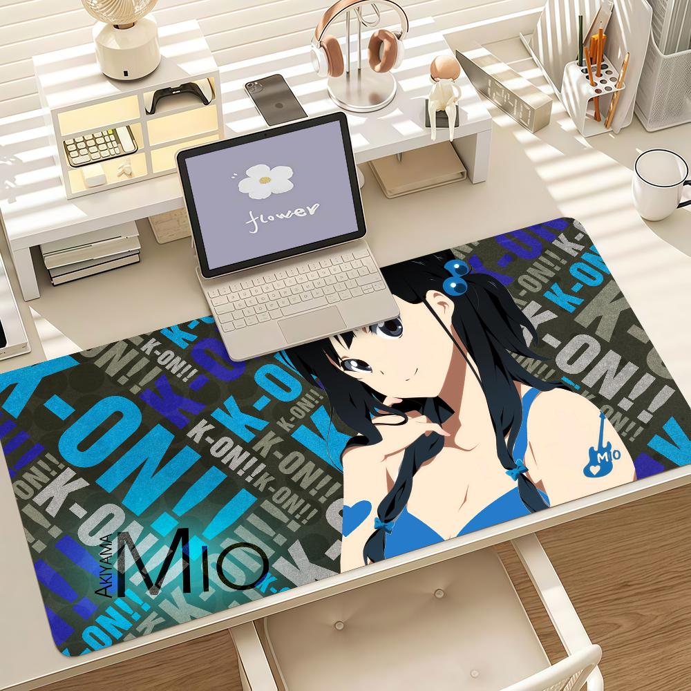 Игровой коврик для мыши с изображением девушки из аниме K-ON, противоскользящий, с прорезиненным краем, утолщенный, для ноутбука, игровой стол