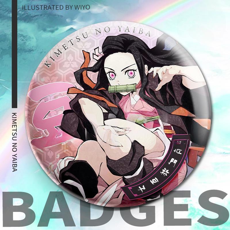 58-миллиметровые лазерные значки с товарами из аниме «Убийца демонов»: Значки Tanjiro, Zenitsu, Giyu и Muichiro Tokito — идеальны в качестве аксессуаров и украшений для костюмов