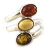 Серебряное кольцо "Трио" с янтарем