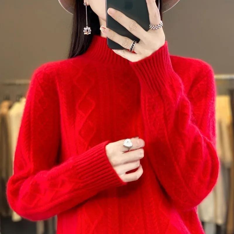 Women Jumper Autumn Winter Sweater Thick Merino Wool Turtleneck Casual Cashmere Knitwaer Pullover Korean Fashion Tops