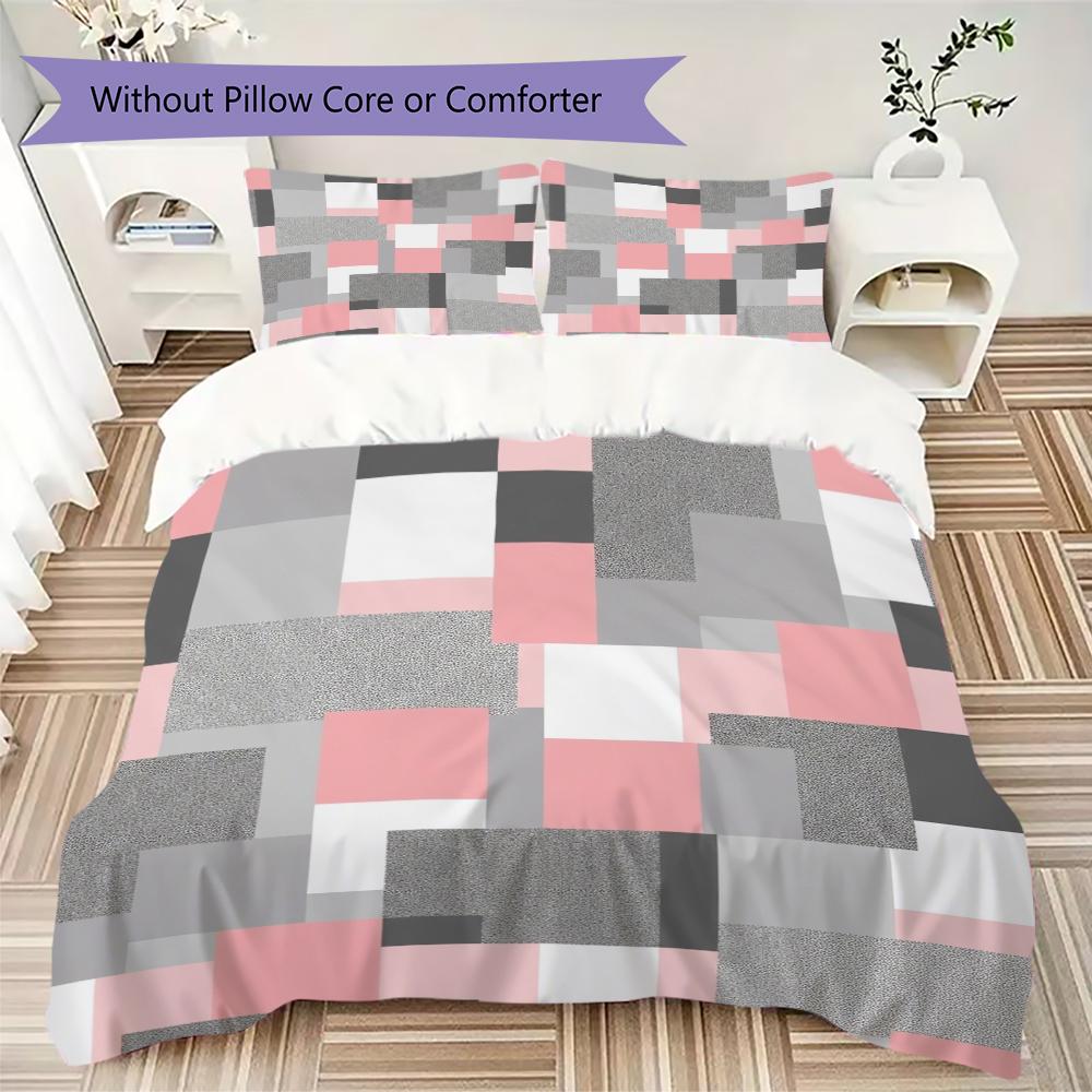 Simple Geometry Pattern Bedding uilt Set uilt Cover Pillowcase Home Decoration Birthday Gift (1 * duvet cover + 2 * pillowcase  without core)19