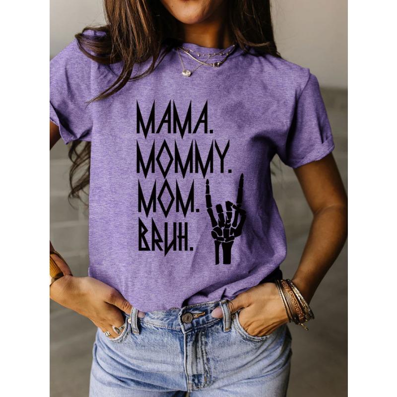 Летняя футболка с принтом MAMA MOMMY из чистого хлопка, с круглым вырезом, свободного кроя, с короткими рукавами, модная женская