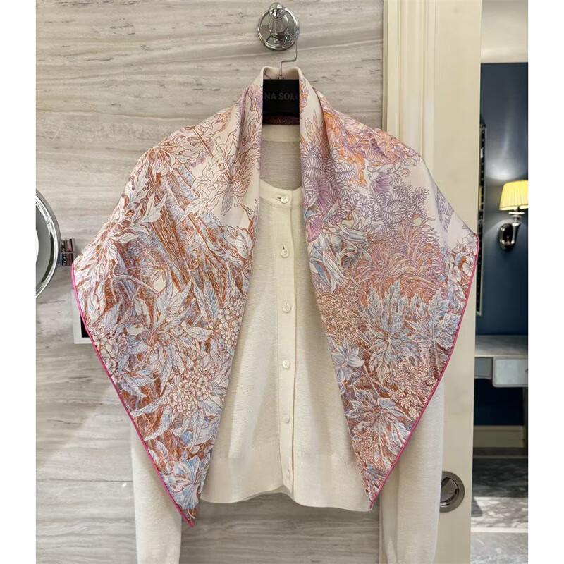 NINA SOLOR Palermo Botanical Garden Rose Pink Sketch Silk Scarf