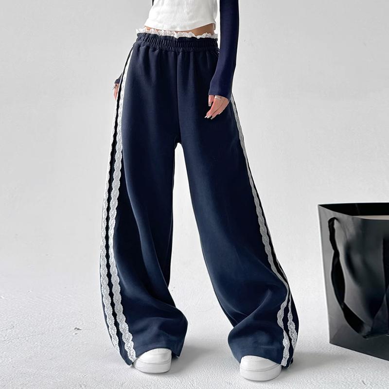 VONDA Женские повседневные кружевные прямые широкие брюки