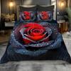 3pcs Bedding Set Black Red Romantic Rose 3D Printed Cozy Duvet Cover Set King Queen Twin Single Size Birthday Gift Bedroom Decor