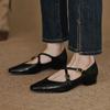 Новые повседневные черные одинарные туфли женские удобные кожаные маленькие кожаные туфли женские подошвы из говяжьей жилы большой размер закрывающие ногу низкий каблук женская обувь