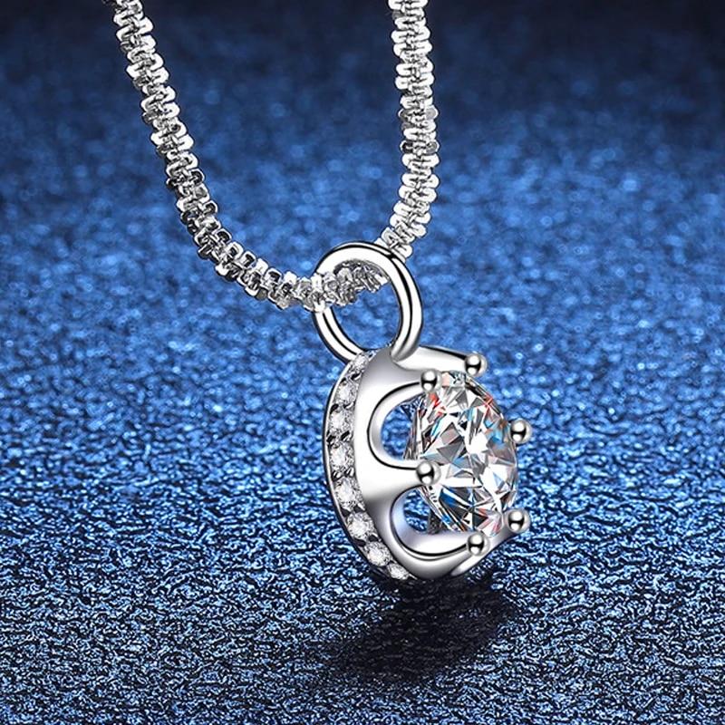 D цвет 1/2CT стеклянный сверкающий кулон из муассанита круглой огранки для женщин, пройден тест, выращенный в лаборатории бриллиант, элегантное серебро 925 пробы