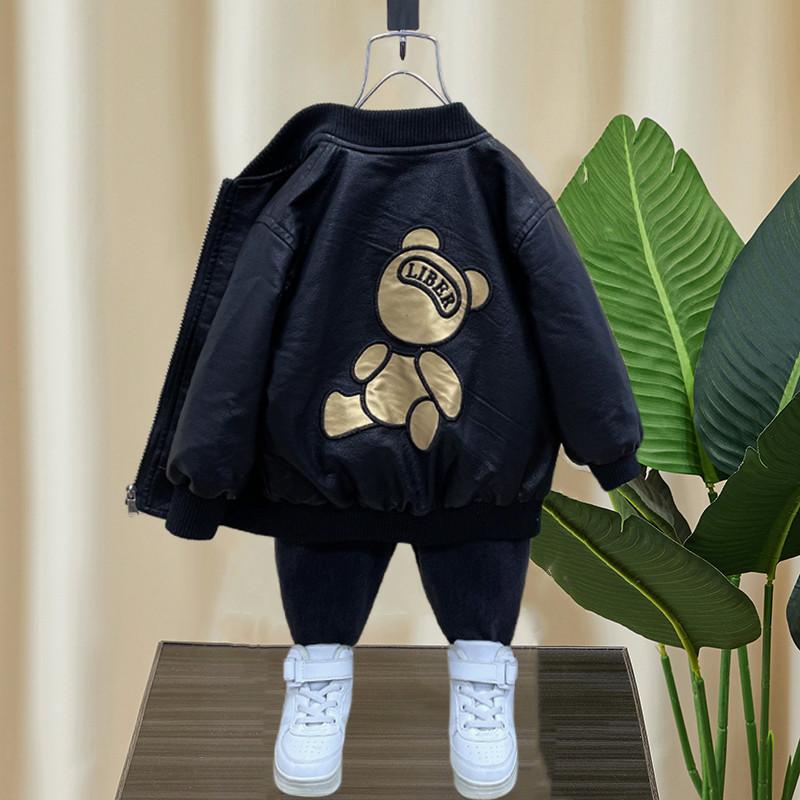 Весенняя куртка из искусственной кожи для мальчиков, верхняя одежда для малышей, детская одежда, детская одежда, куртка из искусственной кожи на молнии, пальто