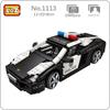LOZ 1113 Black Luxury Police Racing Car Vehicle 3D Car Model DIY Mini Blocks Bricks Building Toy for Children Gift No Box
