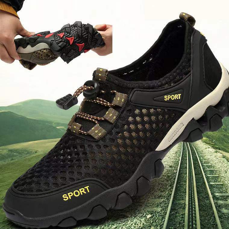 Summer Men's Shoes Wading Shoes Outdoor Breathable Hiking Shoes Comfortable Hollow Mesh Men's Shoes
