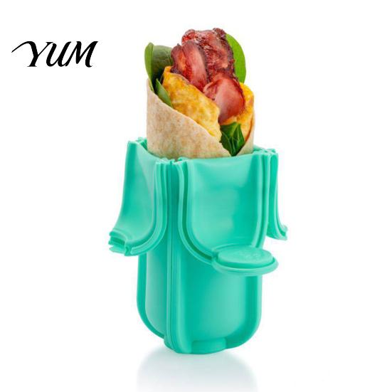 Multipurpose Storage Case Food-grade Silicone Taco Holder, Flip-top Buckle Design Burrito School Lunch Accessories Box, Leak-proof Food Handling