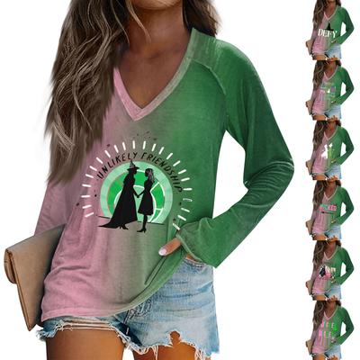 Женская футболка с длинным рукавом-плунжером и принтом ведьмы