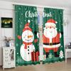 2 Pieces of Santa and the Snowman Printing Curtain - Polyester Material - Suitable for Bedroom Living Room Study Room Priva