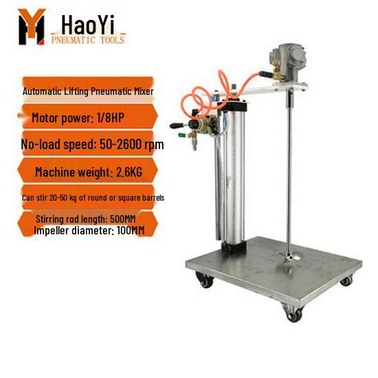 5-Gallon Stainless Steel Pneumatic Mixer, Explosion-Proof, Handheld Lifting Platform for Paint and Ink.