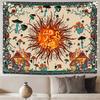 Burning Sun Tapestry Vintage Floral Psychedelic Mushroom Room Decor Aesthetic Plants And Leaves Tapestries Mystic Hippie Cloth