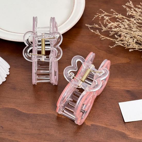 Hair Claw Hollow Bow Shape Colorful Transparent Texture Stable Grip Shark Clip Bun Half-Tied Hair