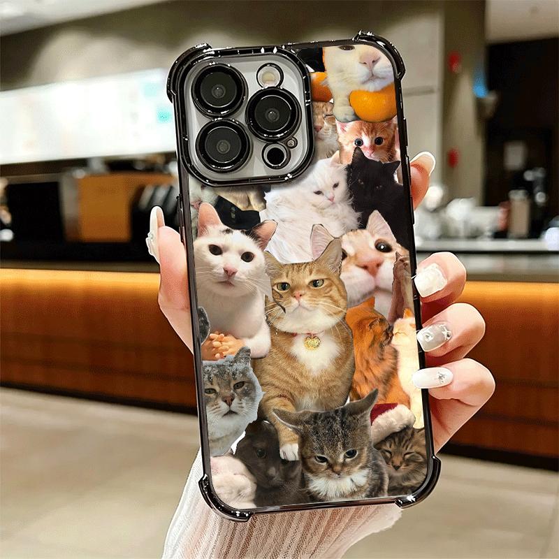Чехол для телефона с покрытием 'Плачущие коты комбинируют мемы' для iPhone 16 17 Pro Max Air 16E 14 15 Plus 12 13 Mini, противоударный, с защитой Airbag