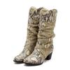 High Quality Snake Print PU Women's Shoes with Thick Heel Women's Winter High Boots Fashion Printed Warm Boots Large Size