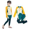 Boys Swimsuit Rashguard Set Top and Bottom UV Protection Kids Students Children Kids Long Sleeve Swimsuit Set Swimwear Swimming Cap Popular Swimming