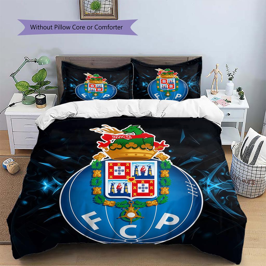 Futebol Clube do Porto Pattern Bedding Quilt Set Home Decoration Gift (1 * duvet cover + 2 * pillowcase without core)