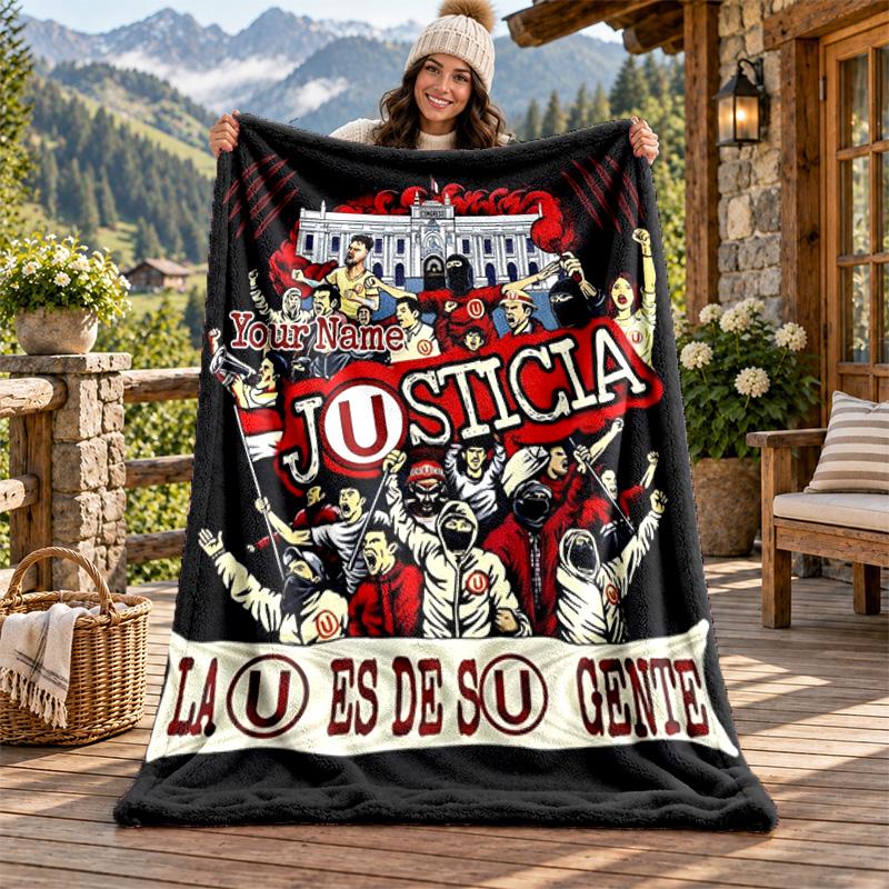 Club Universitario de Deportes Custom Name Flannel Blanket Personalized Soft Warm Plush Throw Blanket Customized Gift for Family Friends