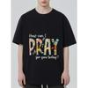 Black T Shirt with How Can I Pray for You Today Floral Text Design for Casual Wear and Religious Inspiration