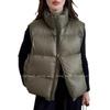 2026 Winter Warm Puffer Vest Women Loose Fit Stand Collar Cotton-Padded Sleeveless Outerwear In Beige Black Green Coffee
