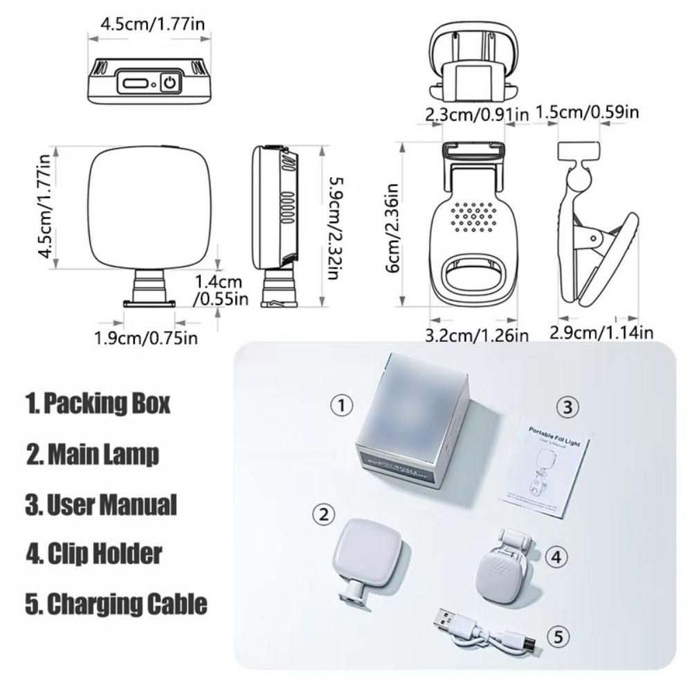 3 Color Light Portable LED Selfie Light Adjustable Brightness Mini LED Flashes  Laptop