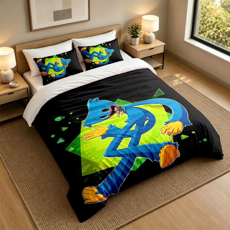 3Pcs Bedding SetHuggy Wuggy Soft Bed Sheet and Two Pillowcases Home Bedroom Decor
