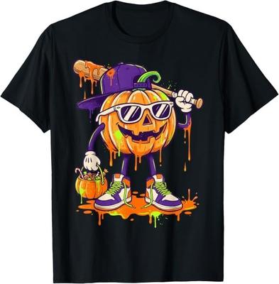 Jack O Lantern Baseball Player Halloween T-Shirt