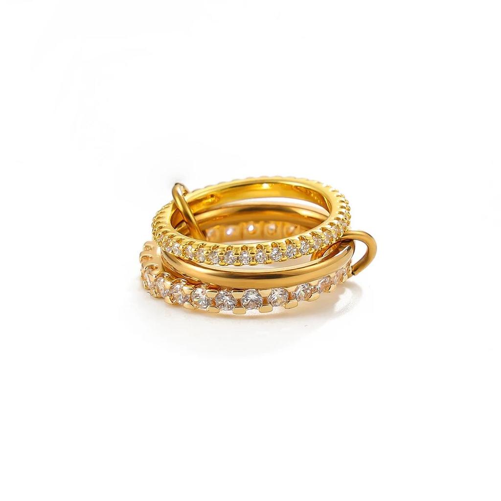 New Fashion Colors Luxury 18K Gold-Plated Stainless Steel Glass Zircon Rings For Women Fashion Wedding Party Jewelry Accessories