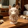 Durable Wolf Desk Ornament 3D Printed Head Figurine, Realistic Statue with Round PLA Figurine Base, Wild Animal Sculpture for Home Office Bookshelf