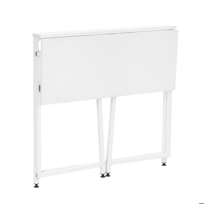Bureau d'ordinateur pliable - SPRINGOS - 80 cm - Blanc - Design minimaliste - Structure en métal