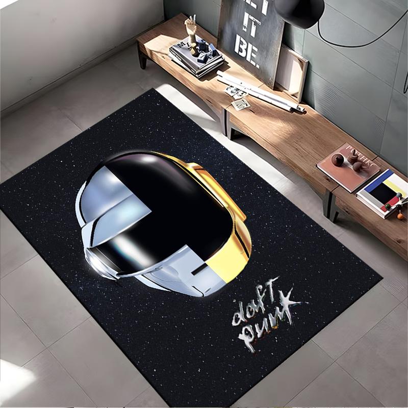 Ковер, Разделенный Серебряно-Золотой Шлем Группы Daft Punk, Звездное Небо, Минималистичный Постер, Декор Мужской Комнаты, Нескользящий Коврик