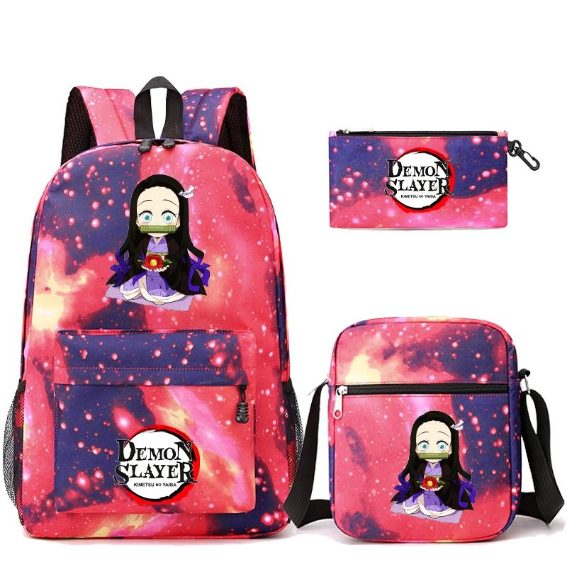 3 шт./компл. рюкзак «Убийца Демонов» в стиле аниме с сумкой на плечо, пенал для мальчиков и девочек, школьная сумка для книг, мужская и женская дорожная сумка